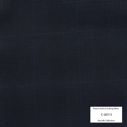 C007/3 Vercelli VIII - 95% Wool - Xanh đen Caro ẩn Sọc xanh